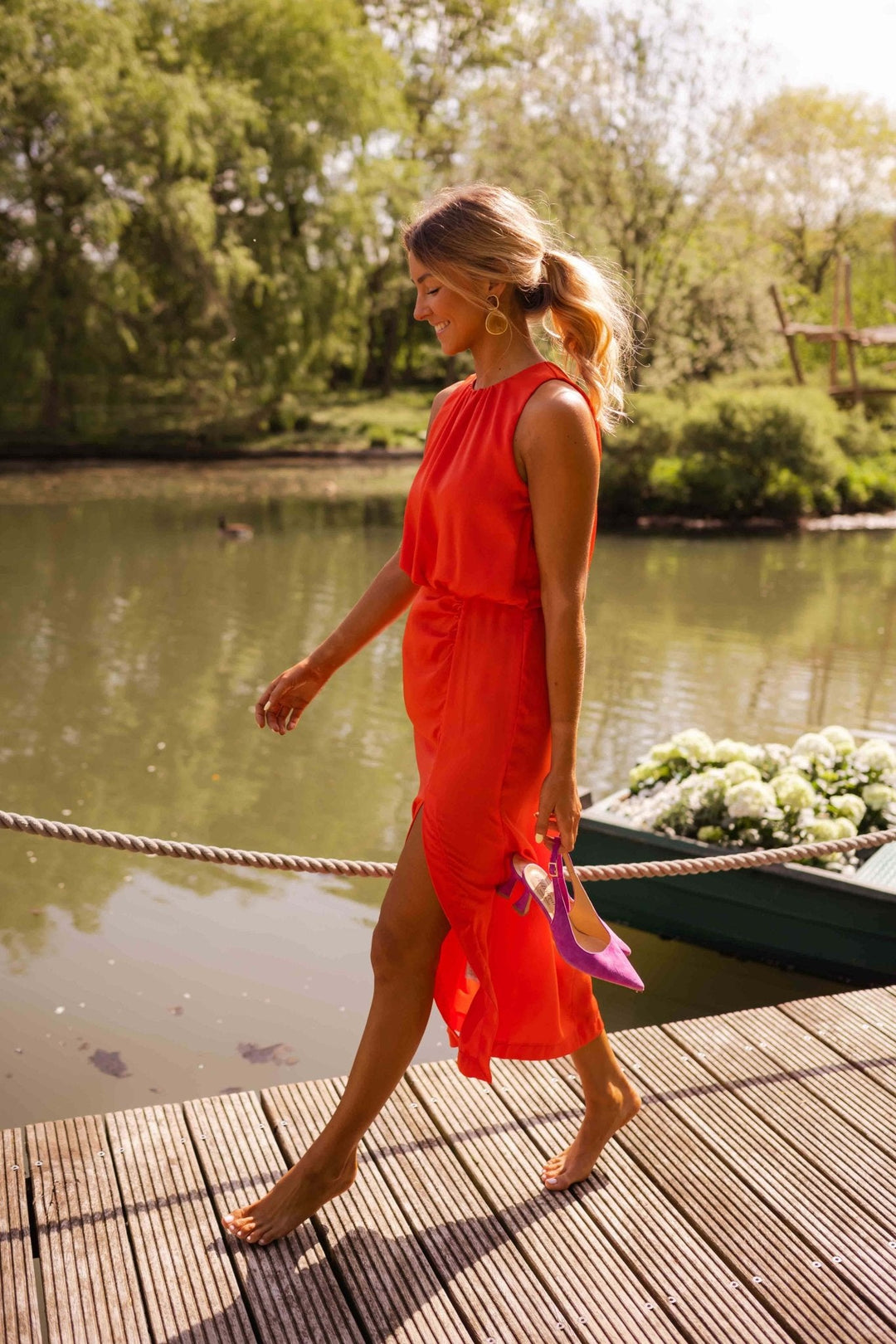 Women's Draped Midi Dress