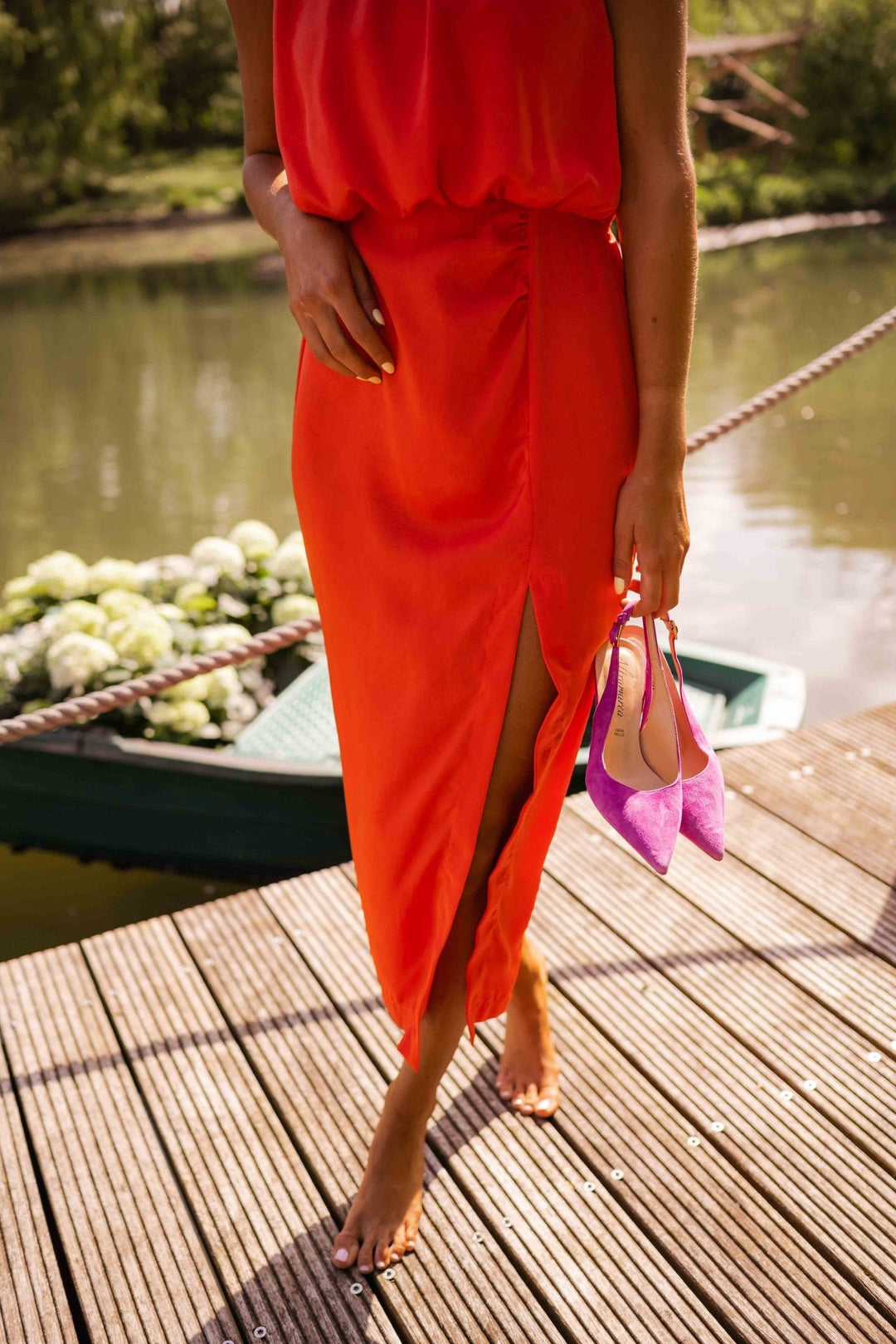 Women's Draped Midi Dress
