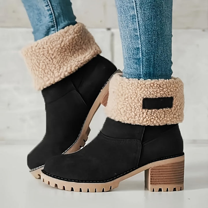 Women's Fleece Lined Block Heel Ankle Boots