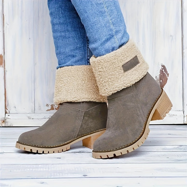 Women's Fleece Lined Block Heel Ankle Boots