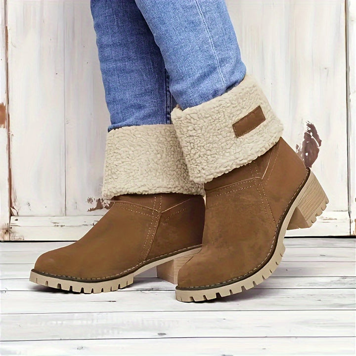 Women's Fleece Lined Block Heel Ankle Boots