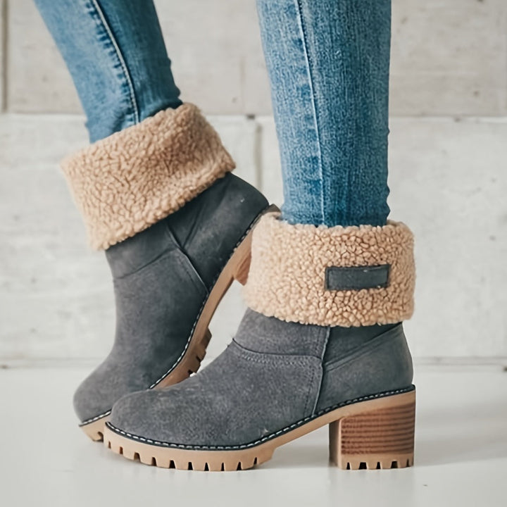 Women's Fleece Lined Block Heel Ankle Boots