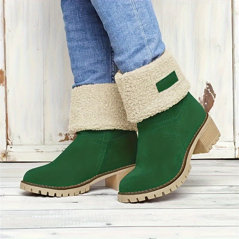 Women's Fleece Lined Block Heel Ankle Boots
