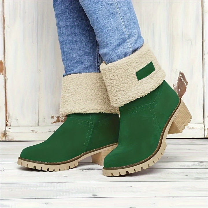Women's Fleece Lined Block Heel Ankle Boots