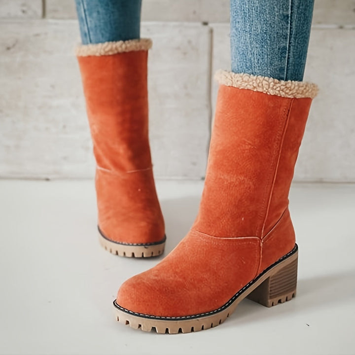 Women's Fleece Lined Block Heel Ankle Boots