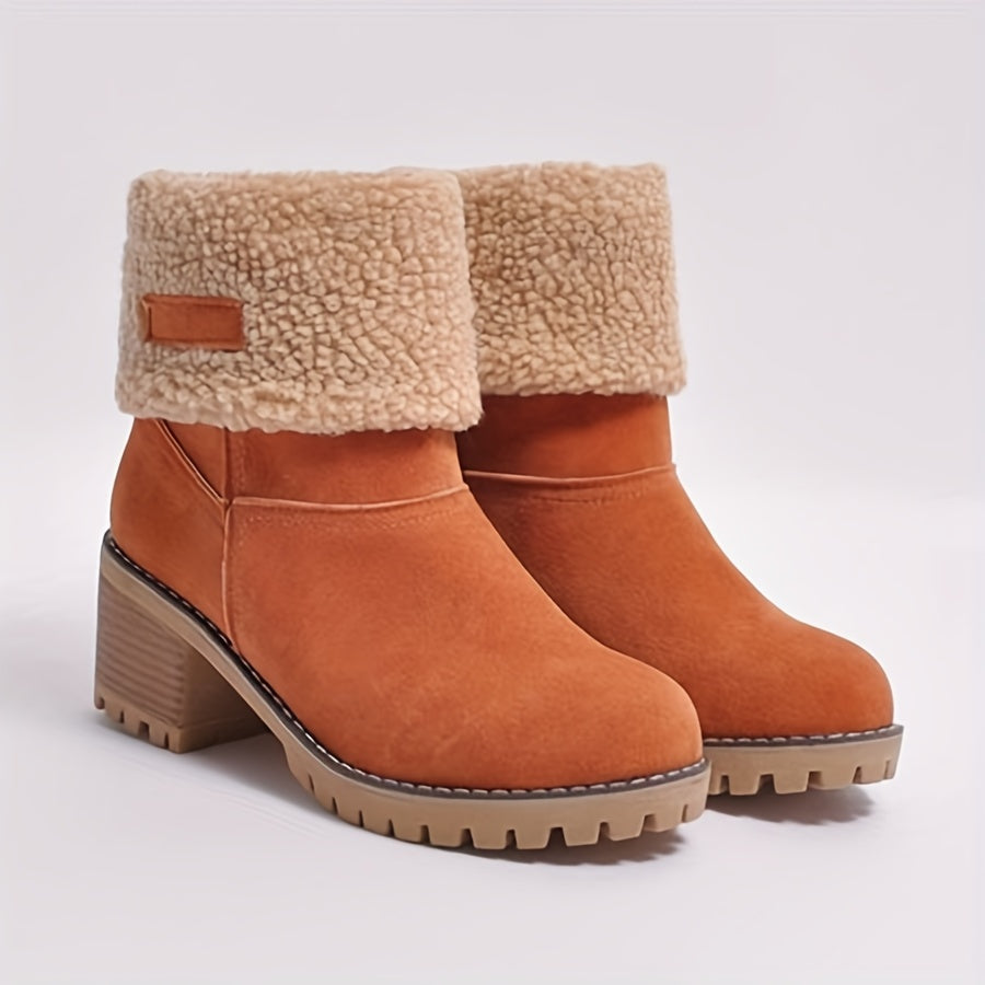Women's Fleece Lined Block Heel Ankle Boots