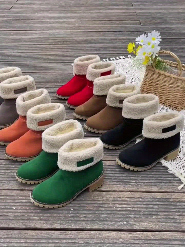 Women's Fleece Lined Block Heel Ankle Boots