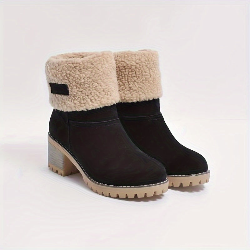 Women's Fleece Lined Block Heel Ankle Boots