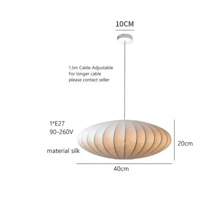 Bubble Pendant Light with Stretched Fabric Shade and Mid Century Modern Design - Image 2
