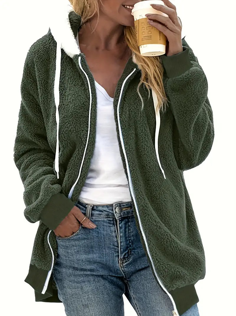 Women's Teddy Jacket Oversized Hooded Full Zip