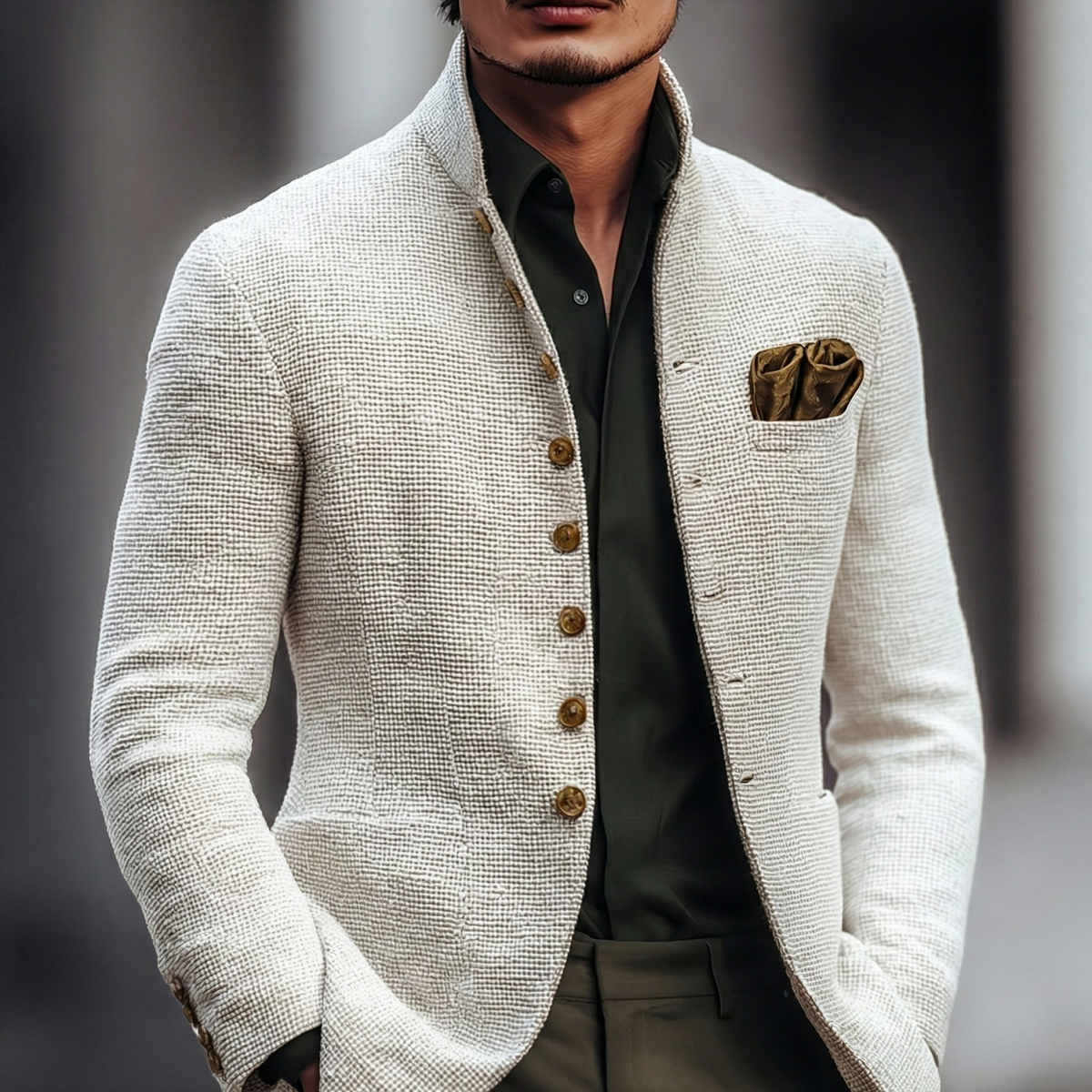 Men's Textured Single Breasted Cardigan