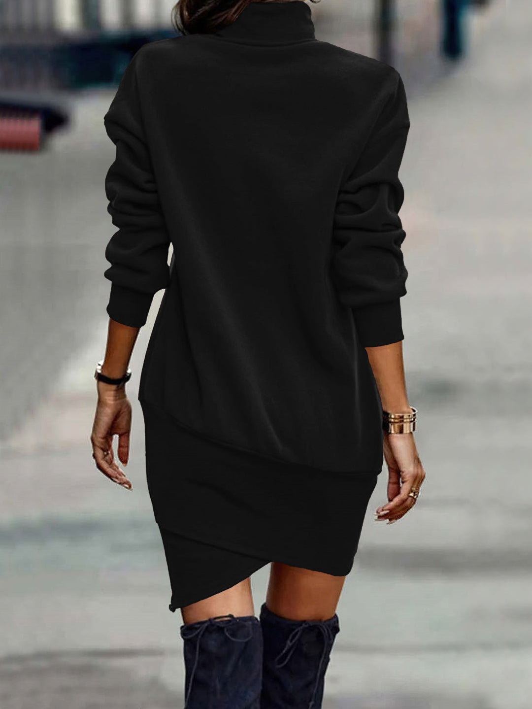 Women's High Neck Knit Mini Dress