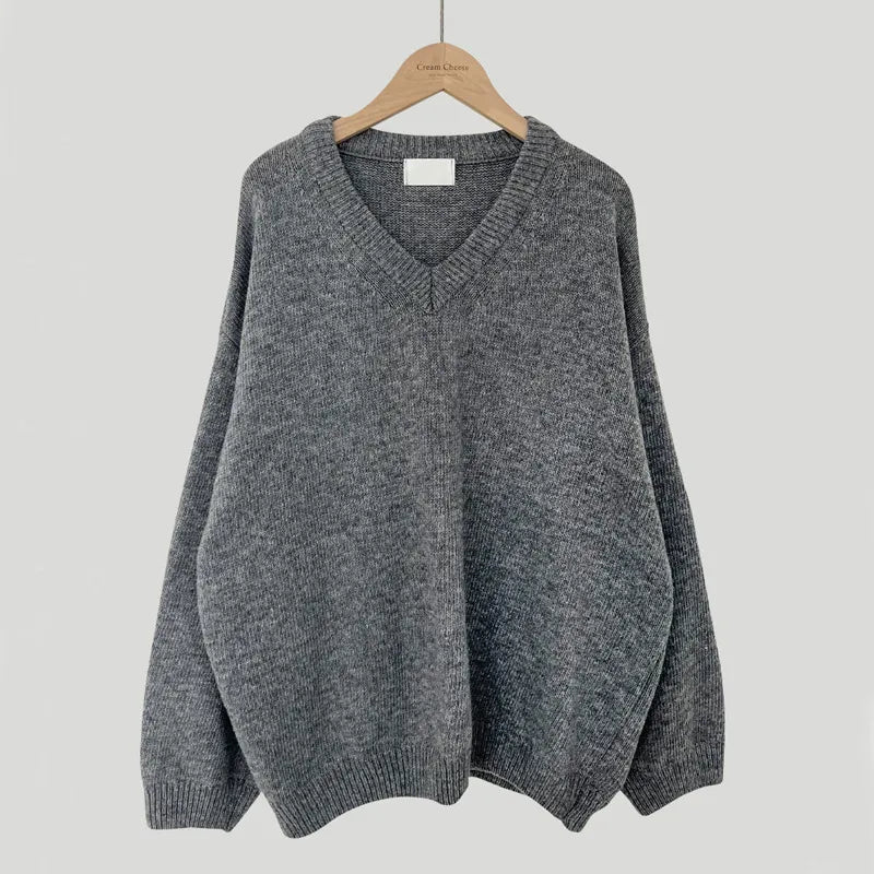 Women's Ribbed V-Neck Jumper