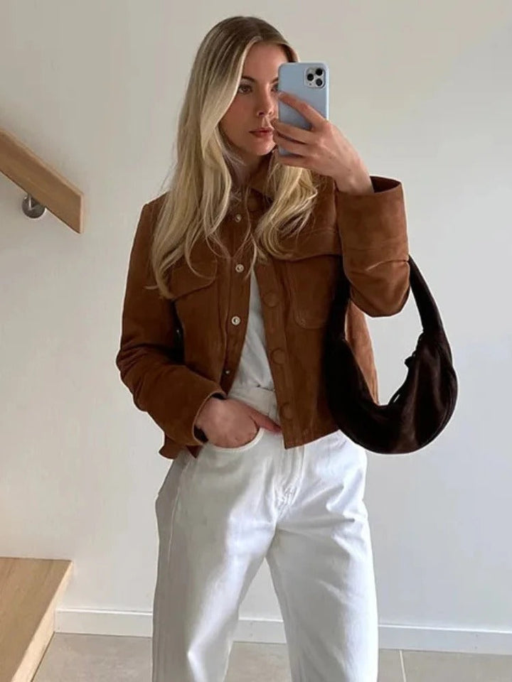 Women's Suede Effect Shirt Jacket