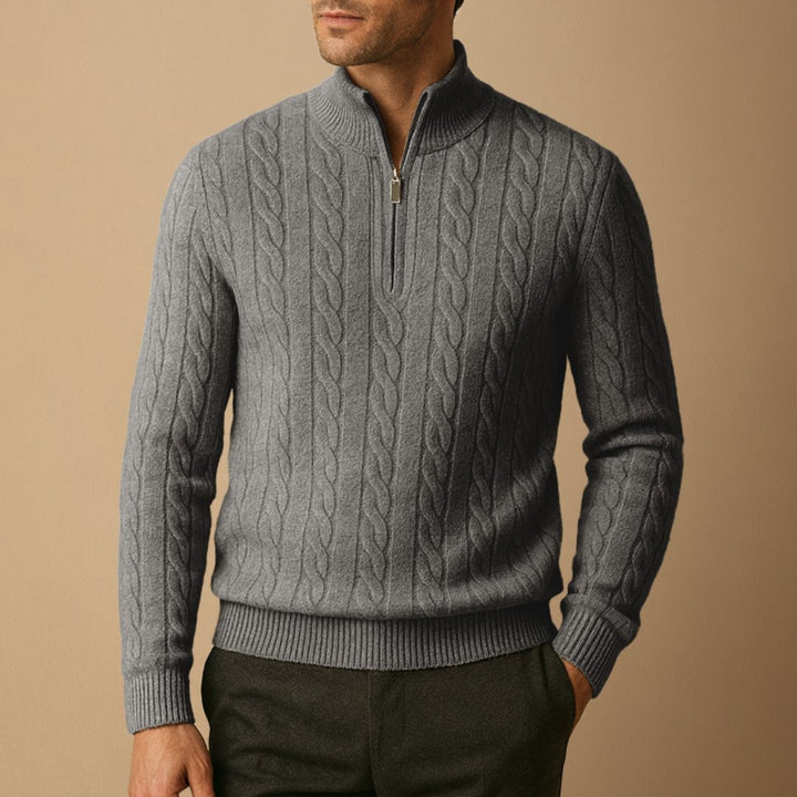 Men's Cable Knit Half Zip Jumper