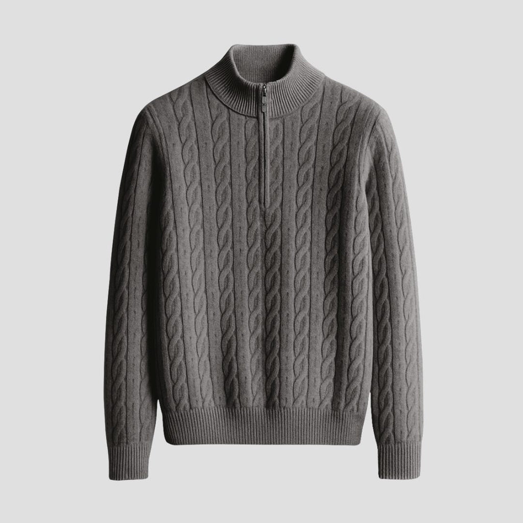 Jersey de punto trenzado con media cremallera para hombre