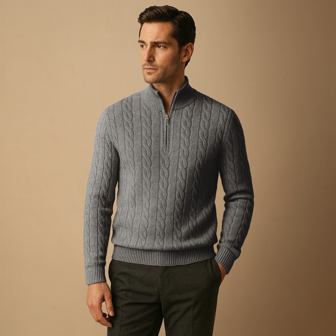 Men's Cable Knit Half Zip Jumper