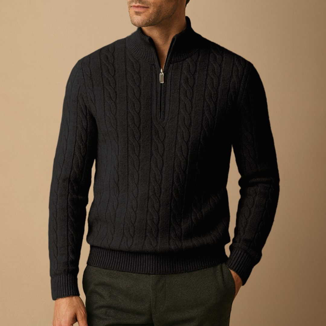 Men's Cable Knit Half Zip Jumper