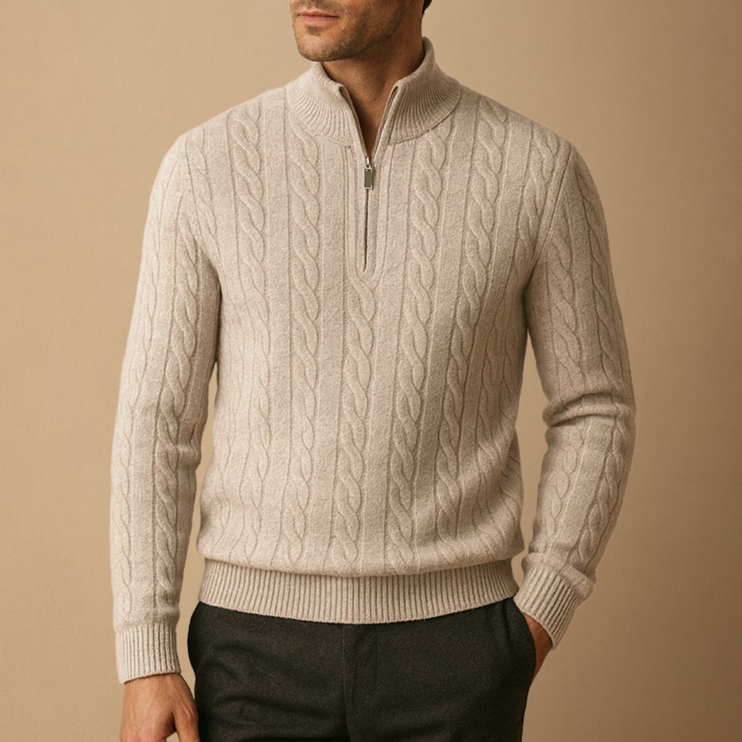 Men's Cable Knit Half Zip Jumper
