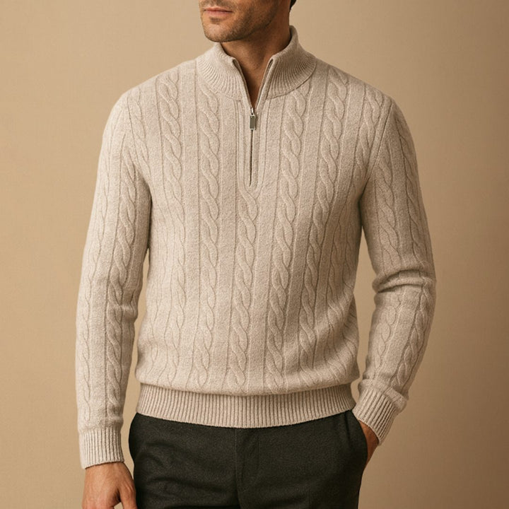 Men's Cable Knit Half Zip Jumper