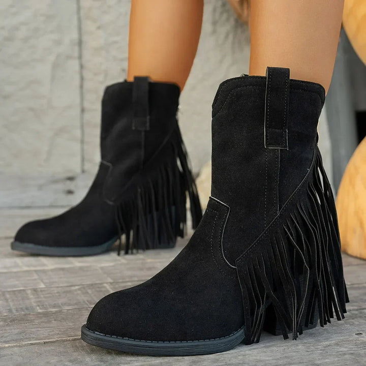 Women's Wide Calf Fringe Cowboy Boots
