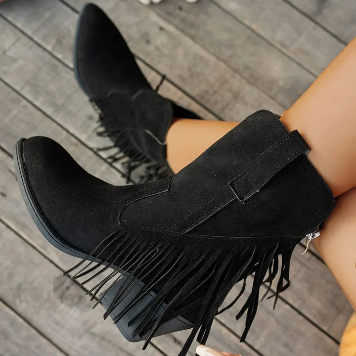 Women's Wide Calf Fringe Cowboy Boots