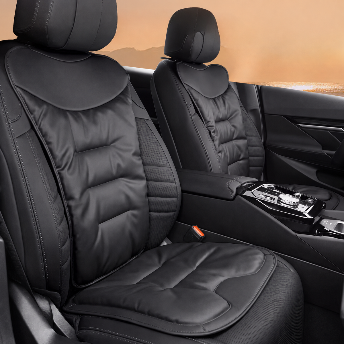 Car Seat Cushion with Lumbar Support and Quilted Faux Leather Back Pain Relief - Image 2