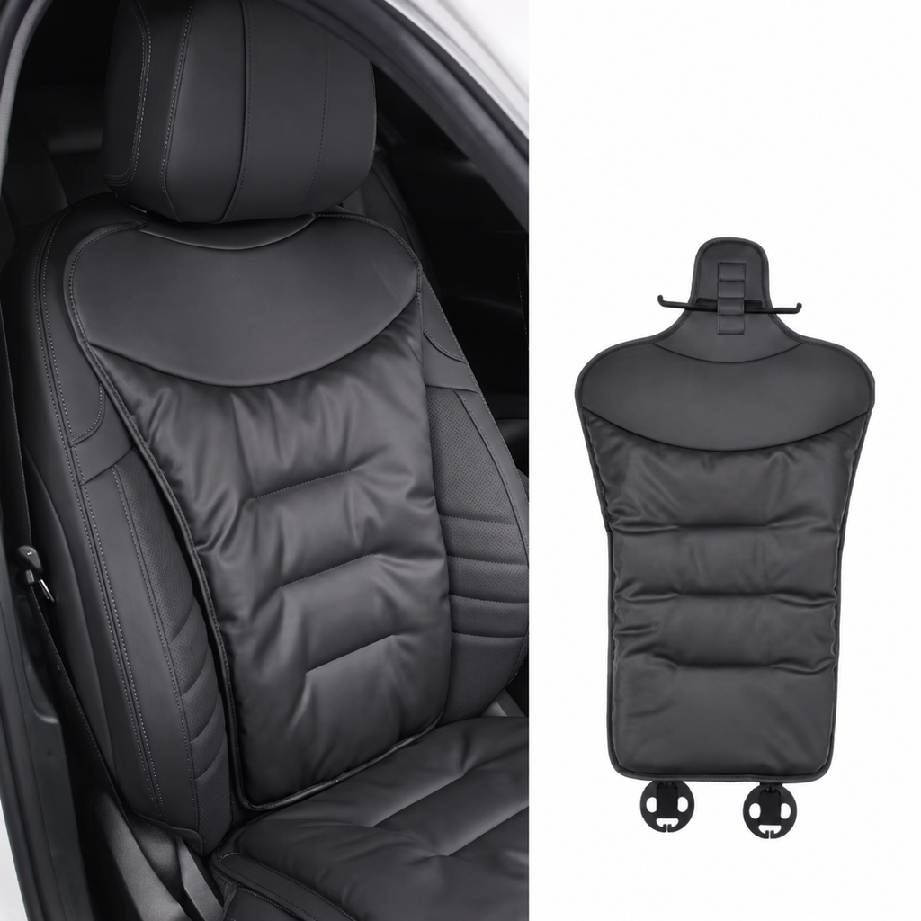 Car Seat Cushion with Lumbar Support and Quilted Faux Leather Back Pain Relief - Image 3