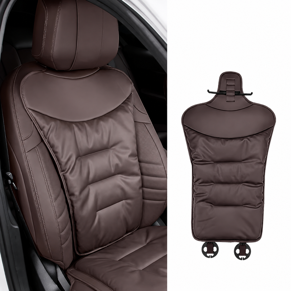 Car Seat Cushion with Lumbar Support and Quilted Faux Leather Back Pain Relief - Image 5