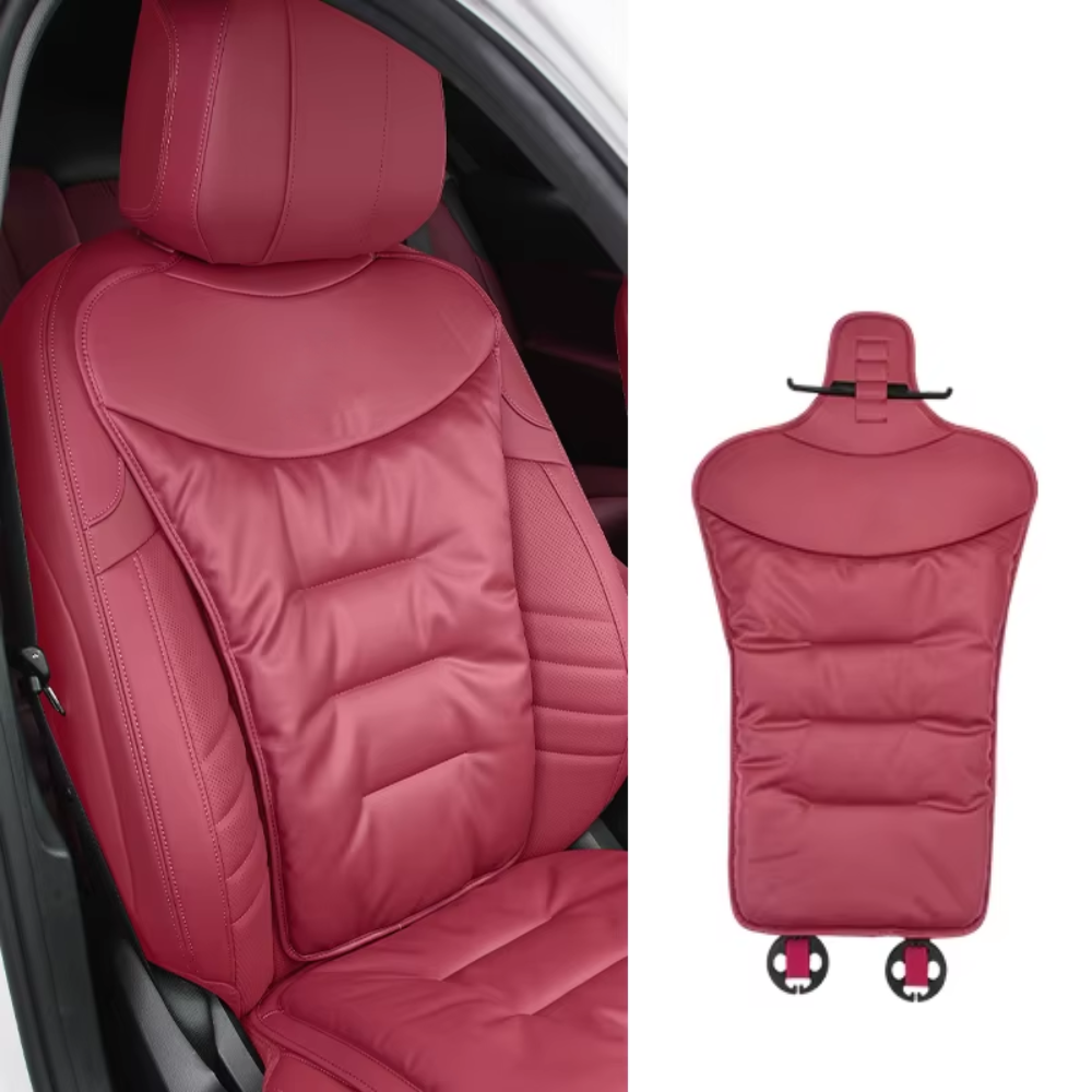 Car Seat Cushion with Lumbar Support and Quilted Faux Leather Back Pain Relief - Image 6