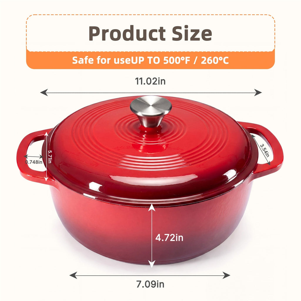 Cast Iron Dutch Oven Pot with Dual Handles for Bread Baking and Braising 6 Quart - Image 12