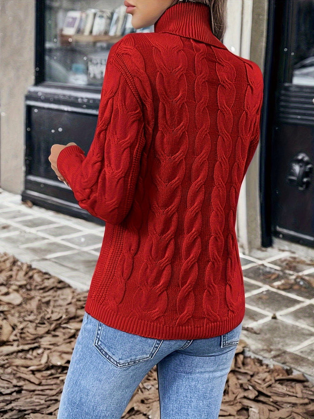 Women's Cable Knit Turtleneck Jumper