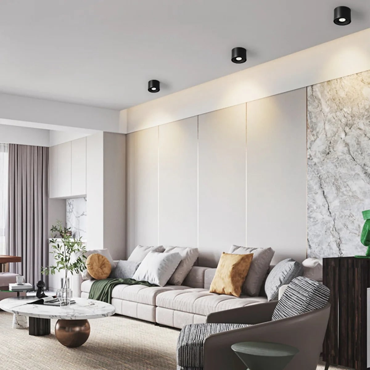 Ceiling Light with Adjustable Directional Spotlight and Rotatable LED Head - Image 3