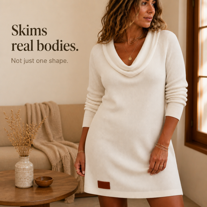Women's Ribbed Knit Cowl Neck Mini Dress