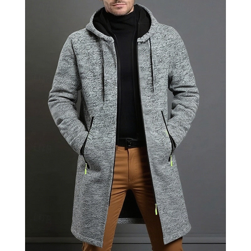 Cappotto lungo con cappuccio da uomo