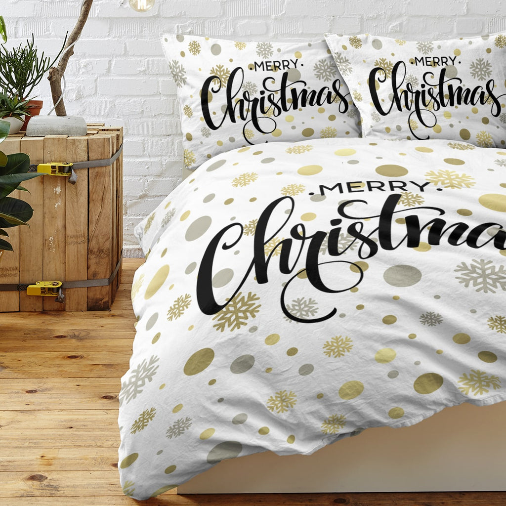 Christmas Bedding Set with Duvet Cover and Pillowcases White Holiday Microfiber - Image 5