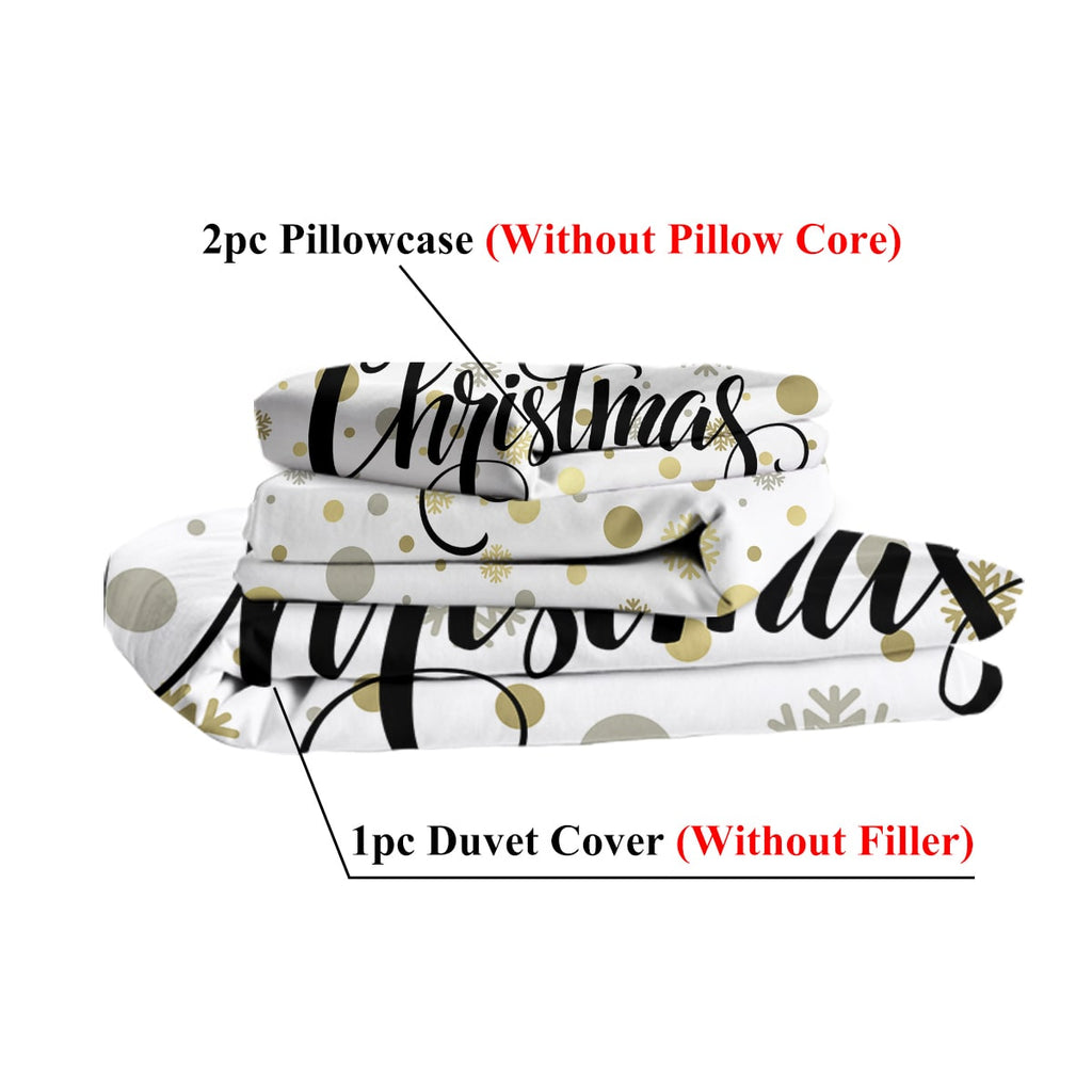 Christmas Bedding Set with Duvet Cover and Pillowcases White Holiday Microfiber - Image 6