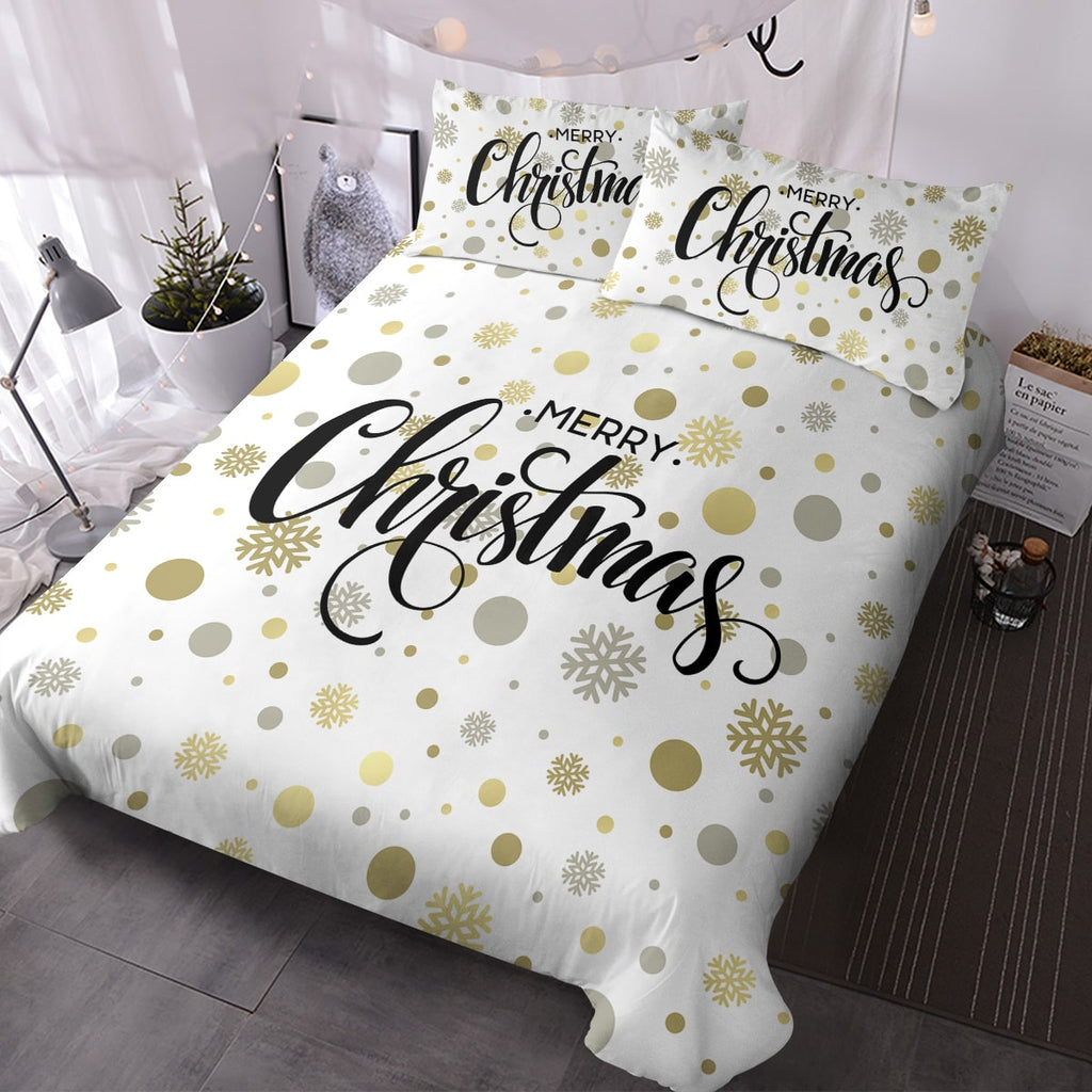 Christmas Bedding Set with Duvet Cover and Pillowcases White Holiday Microfiber - Image 8
