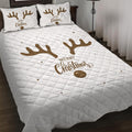 Christmas Bedding Set with Reindeer Print Quilted Microfiber Quilt and 2 Pillow Shams - Image 1