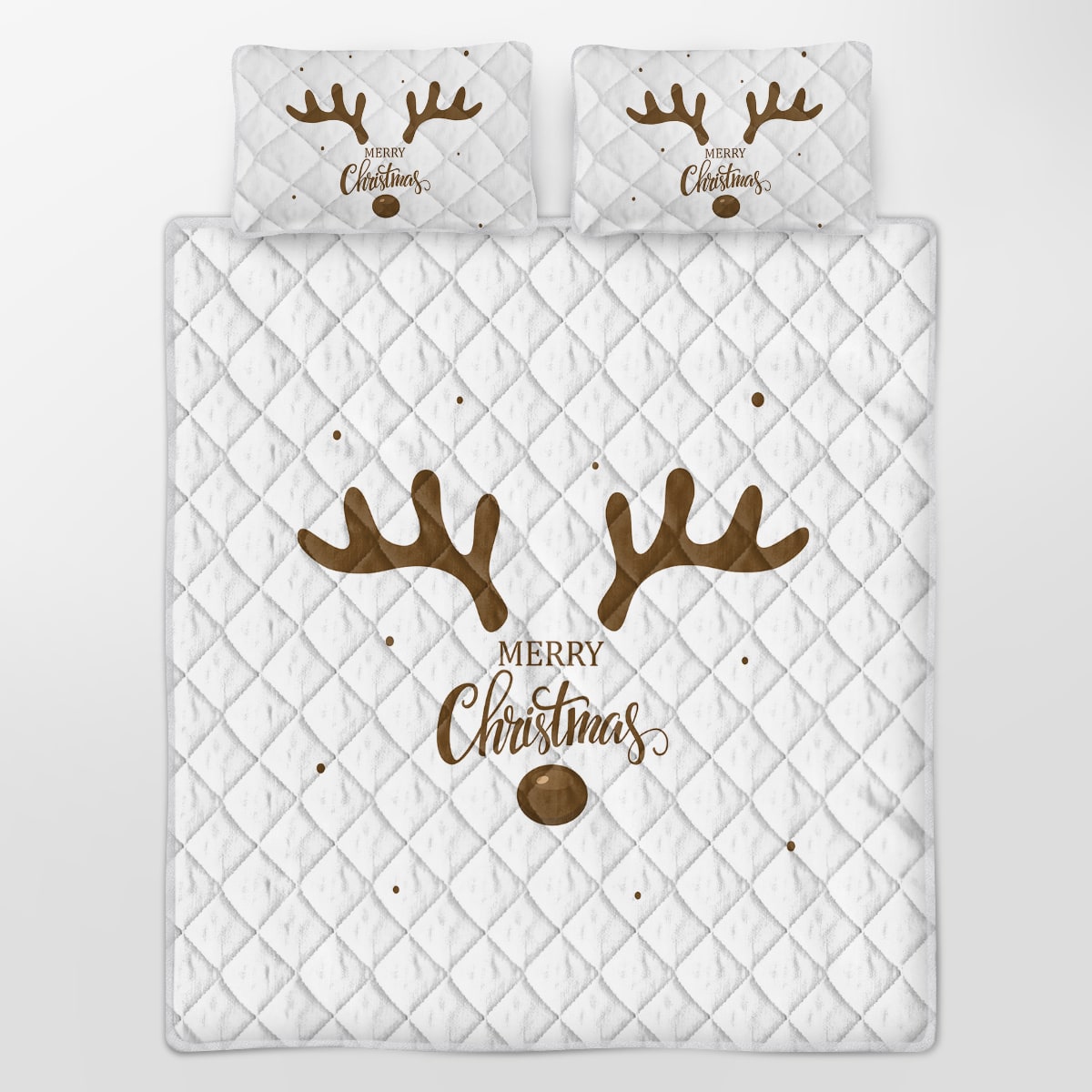 Christmas Bedding Set with Reindeer Print Quilted Microfiber Quilt and 2 Pillow Shams - Image 3