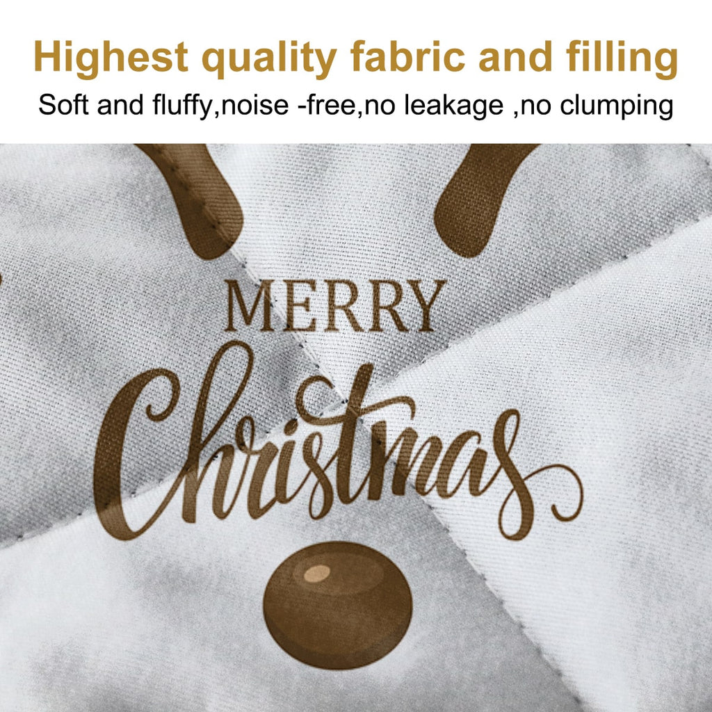 Christmas Bedding Set with Reindeer Print Quilted Microfiber Quilt and 2 Pillow Shams - Image 5