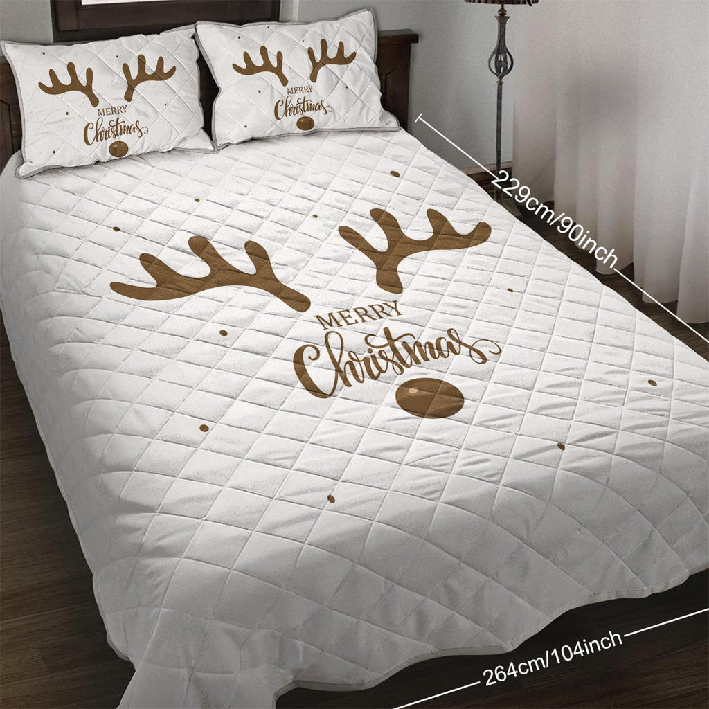 Christmas Bedding Set with Reindeer Print Quilted Microfiber Quilt and 2 Pillow Shams - Image 7