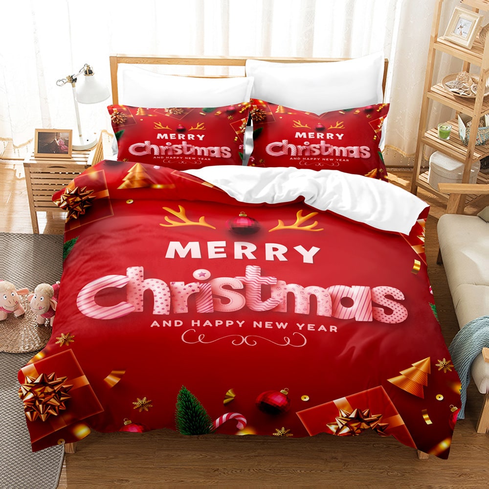 Christmas Digital Printed Duvet Cover Set with Pillowcases and Festive Bedding - Image 11
