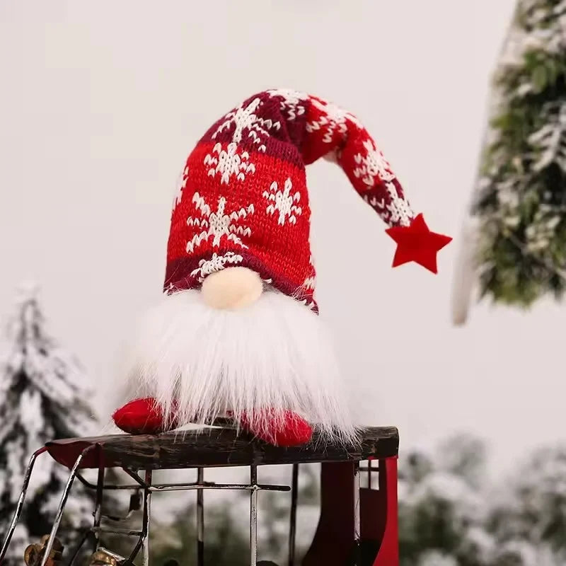 Christmas Gnome with Light Up LED Knit Snowflake Hat and Plush Fabric Body - Image 14