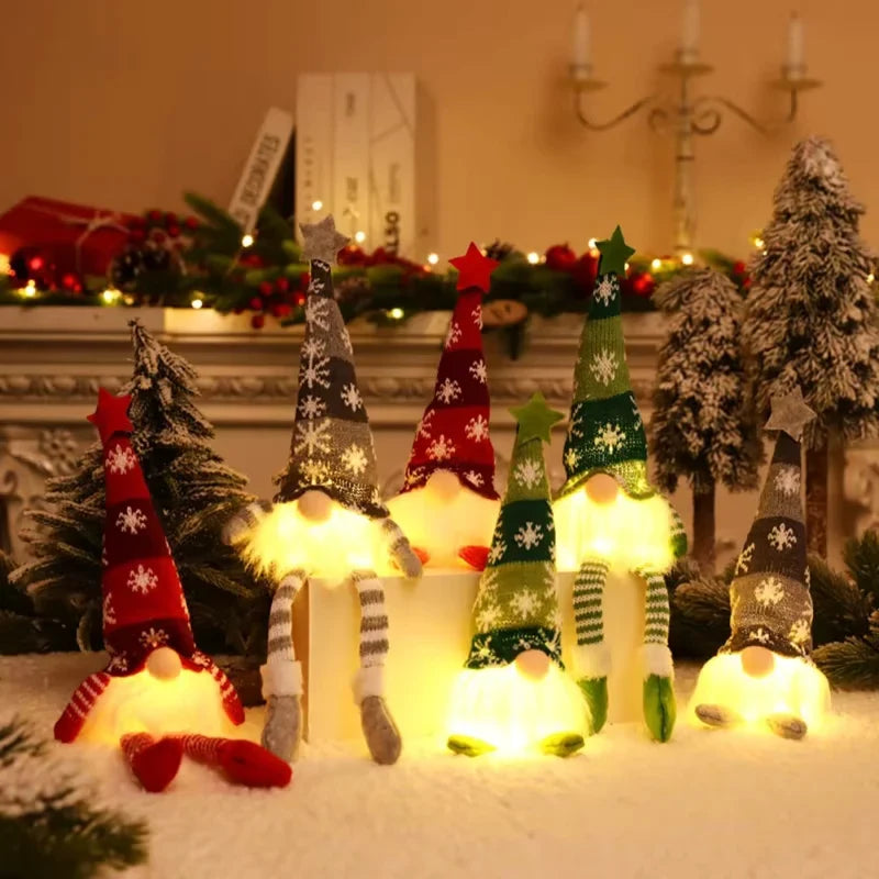 Christmas Gnome with Light Up LED Knit Snowflake Hat and Plush Fabric Body - Image 5