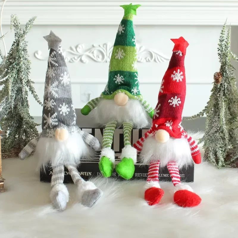Christmas Gnome with Light Up LED Knit Snowflake Hat and Plush Fabric Body - Image 6