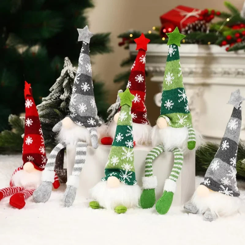 Christmas Gnome with Light Up LED Knit Snowflake Hat and Plush Fabric Body - Image 7