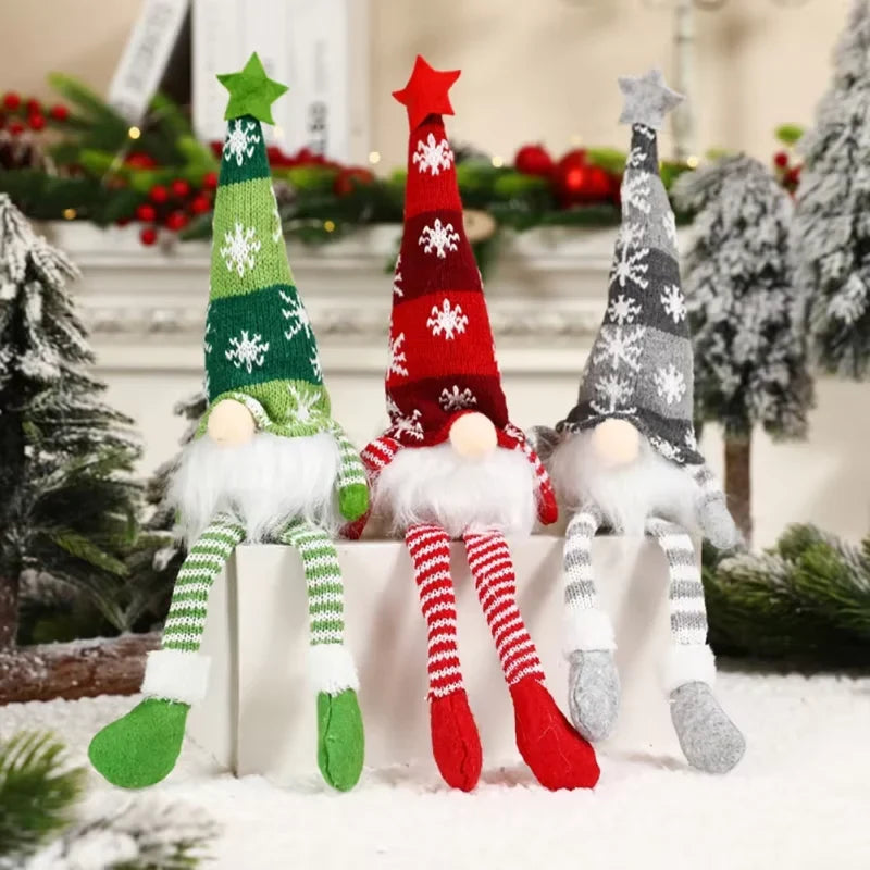 Christmas Gnome with Light Up LED Knit Snowflake Hat and Plush Fabric Body - Image 8