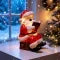 Christmas Night Light with LED Battery Powered Santa Claus Figurine Holding Book - Image 1