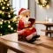 Christmas Night Light with LED Battery Powered Santa Claus Figurine Holding Book - Image 4